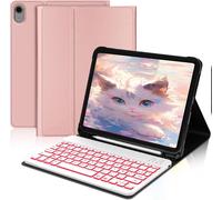 Keyboard for iPad 10th Generation 10.9 Inch 2022/11 EME Generation 2025 11 Inch A16 with Backlit, Keyboard Case for iPad 10 2022 Bluetooth Magnetic AZERTY French, Rose Gold