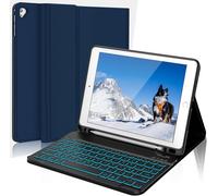 Keyboard for iPad 9.7 inch, iPad 6th/5th Generation 2018/2017, iPad Air 2/1, Keyboard Case for iPad Pro 9.7 AZERTY French Removable Keyboard Shell with Backlit, Dark Blue