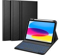 Keyboard for iPad (A16) 11th Generation 11 Inch 2025, iPad 10th Generation 10.9 Inch 2022 ¿ [French AZERTY] Backlit Keyboard 7 Colours Wireless Bluetooth Case, Shockproof Case, Black