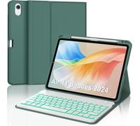 Keyboard for iPad Air 11 Inch 2024/2025 (M2/M3)/Air 5th/4th Generation 10.9 Inch with Backlit, Keyboard Case for iPad Pro 11 Inch 4/3/2/1 Gen, Magnetic French AZERTY Keyboard, Dark Green