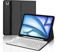 Keyboard for iPad Air 11 Inch M3/M2 2024, Keyboard Case for iPad Air 11 2024, French AZERTY Detachable Bluetooth Keyboard with Pen Slot, Black