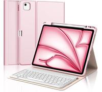 Keyboard for iPad Air 13 Inch M2 2024/M3 2025, Case for iPad Air 13 Inch M2/M3 with AZERTY French AZERTY Detachable Magnetic Bluetooth Keyboard, Pink