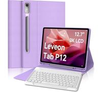 Keyboard for Lenovo Tab P12 12.7 Inch 2023, French AZERTY Wireless Bluetooth Magnetic Keyboard Case with Pencil Holder for Lenovo Tab P12 2023 12.7 Inch, Purple