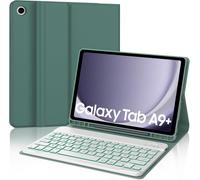 Keyboard For Samsung Galaxy Tab A9+ 11 Inch 2023 With Backlit, Keyboard Case For Samsung Tab A9 Plus Magnetic Detachable Azerty Layout French Bluetooth Dark Green