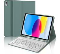 Keyboard iPad (A16) 11th Generation 11 Inch 2025/iPad 10th Generation 10.9 Inch 2022, AZERTY Wireless Bluetooth Keyboard Cover for iPad 10th/11th, Multi-Position Case with Pencil Holder, Dark Green