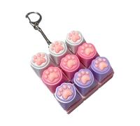 Keyboard Keychain - 9 in 1 Realistic LED Sensory Toy with Cat Paw Design, Material Fidget Keychain for Boys Kids Girls Adults Stocking Stuffers Christmas Desk Office Classroom Fun Interactive Play