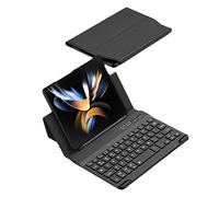 Keyboard Plain Leather Cover for Samsung Galaxy Z Fold 3 Case Bluetooth Mute Keyboard Wireless Folding Stand funda for fold3 (Grain)