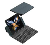 Keyboard Plain Leather Cover for Samsung Galaxy Z Fold 3 Case Bluetooth Mute Keyboard Wireless Folding Stand funda for fold3 (Green)