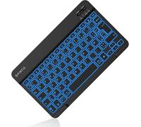 Keyboard with 7 Colours, 10 Inches, [French AZERTY] Rechargeable Wireless Bluetooth Keyboard, Slim Lightweight Design for iPadOS/iOS and Android Systems, Black