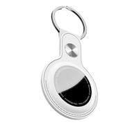 KeyBudz AirTag Porte-clés en Cuir Apple AirTags Pendentif Coque avec Anneau Keychain Blanc