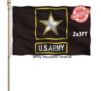 KEYCA Drapeaux militaires noirs en forme d'étoile de l'armée américaine, 6,1 x 0,9 m, 100 % fabriqués aux États-Unis, couleurs vives, drapeau double face avec 2 œillets en laiton pour décoration de