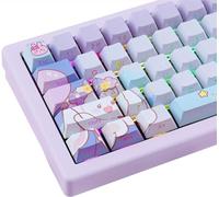 Keycaps PBT Transparent Letter Side Print Custom 135 Touches Clavier Mécanique ISO Cherry MX Switches (Cherry Profile) (Purple Bunny)