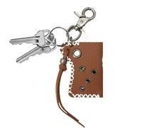 Keychain à suspension - outil en cuir PU extérieur -Case Keychain Etui - Décoration de rivets métalliques d'organisateurs portables pour jeunes adultes et amis et amis et, Brown White Line,