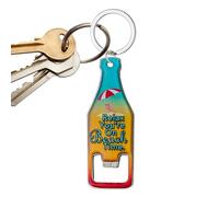 Keychain Bottle Opener, Can Opener Keychain, 3.46x1.18in Magnetic Back Design, Compact Beach Pattern, Lightweight Authentic Keyring for Wine, Bartenders, Pocket, Travel, Car, Hiking, Fridge