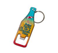 Keychain Bottle Opener, Can Opening Key Holder, 3.46x1.18 Inch Magnetic Back Compact Design & Multi Purpose Functionality, Beach Pattern Keyring for Wine Bartender Pocket Travel Hiking Fridge Camping