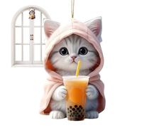 Keychain Cat Acrylique - Créative Cartoon Pet Pendant pour Femmes Filles, décoration de légère avec Anneau en métal, Belle Figurine Animale | Accessoire Amusant pour Les Touches de Miroir de voitu