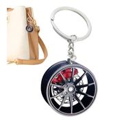 Keychain Cube Wheel - Keychains | Modèles De Porte-clés En Métal Automobile | Avec Un Pince De Frein Rouge, Une Conception Créative, Un Accessoire Pendentif Pour Les Clés De Voiture, Cadeau