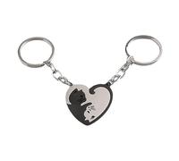 Keychain de chat couple - Keychain Heart Puzzle, Cat Cat Matching Kechains | 1.14x1.18 pouces Idée cadeau d'amant romantique pour les chats, accessoire de pendentif animal unique, bijoux blanc noir to