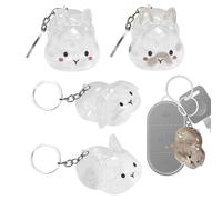 Keychain De Cheveux De Chat - 4 Morceaux De Bouteille De Rangement Et Boîte De Mémoire | Récipient De Forme De Lapin Transparent Pour Les Cheveux De Chat, Cadeau De Souvenirs Pour Animaux De Compagnie