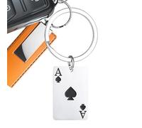Keychain de voiture - Ring de cartes à jouer en en zinc, Creative Metal Spades Cayring Charm | Construction résistante à la durable, conception d'emballage de boîte cadeau, accessoir, Black, Se