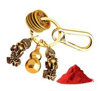 Keychain Feng Shui, pendentif en laiton Wu Lou Gourd, Chinois Good Luck Charm pour la richesse et la santé
