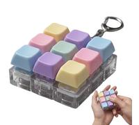 Keychain Fidget Toy, Mini 9-Key Keyring Pendant, 2.17x2.17x0.98 Inches Clicker Accessory with Play Function, Lifestyle Gadgets for Men Women Boys Girls Youth Teens Son Daughter Family Work Travel Home