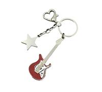 KeyChain Guitar Love Heart Star For Men Women Sweet Cool Trendy Pendant Rock Punk Vintage Accessories(G Red)