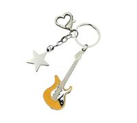 KeyChain Guitar Love Heart Star For Men Women Sweet Cool Trendy Pendant Rock Punk Vintage Accessories(H Yellow)