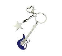 KeyChain Guitar Love Heart Star For Men Women Sweet Cool Trendy Pendant Rock Punk Vintage Accessories(E Blue)