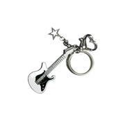 KeyChain Guitar Love Heart Star For Men Women Sweet Cool Trendy Pendant Rock Punk Vintage Accessories(C black white)