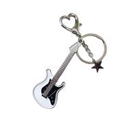 KeyChain Guitar Love Heart Star For Men Women Sweet Cool Trendy Pendant Rock Punk Vintage Accessories(B black white)