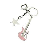 KeyChain Guitar Love Heart Star For Men Women Sweet Cool Trendy Pendant Rock Punk Vintage Accessories(F Pink)