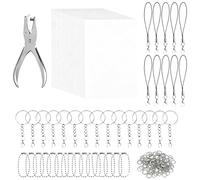 Keychain Making Supplies - ABS Metal 14.7x14.7cm | 30 Pieces Shrink Sheets DIY Backpack Charm | Make Your Own Keyring Kit Design Activities for Kids Adults School Kindergarten Birthday Party