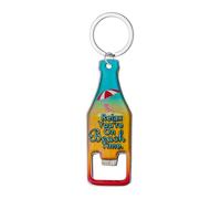 Keychain Opener, Bottle Keyring, Magnetic Back Design, Compact Can Tool, Portable Beach Pattern Accessory, Mini Bar Gadget for Wine Bartender Pocket Travel Car Hiking Fridge Camping, 3.46x1.18 Inches
