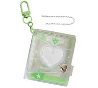 Keychain Photo Album, Heart Design Card Collection Book, Shiny Clear Memory Holder Featuring Compact Pocket Layout, Cute Portable Keepsake Accessory, Stylish Hanging Organizer, Charm Intended