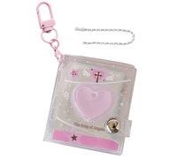 Keychain Photo Album, Heart Design Card Collection Book, Shiny Clear Memory Holder Featuring Compact Pocket Layout, Cute Portable Keepsake Accessory, Stylish Hanging Organizer, Charm Intended
