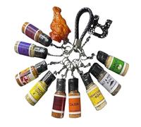 Keychain Seasoning Bottles, Small Condiment Containers, Leak Proof Salt Vials, Portable Flavor Holders, Cooking Accessory Set for Travel, Backpack, Picnic, Camping, Purse, 0.47x0.47x1.38 inches
