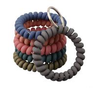 KeychainCoil Lot de 6 bracelets élastiques pour clés, badge d'identité - Bracelet flexible en spirale pour salle de sport, piscine, sauna, course à pied, voyage - 4,1 cm de diamètre