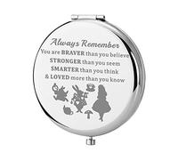 KEYCHIN Alice Fans Miroir de poche Alice Fairy Tales Cadeau Always Remember You are Braver Stronger Smarter Than You Think Miroir de maquillage compact pour femmes, filles, adolescentes