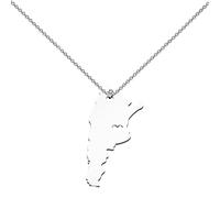 KEYCHIN Collier Argentine inspiré de l'Argentine, cadeau avec pendentif carte du pays Argentine, bijoux pour ami famille, Large, Acier inoxydable, Argenté