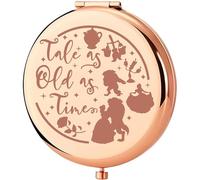 KEYCHIN Miroir de poche de la princesse Belle - Cadeau de princesse - Rose - Tale As Old As Time Belle - Miroir de maquillage compact - Fairytale Beast Movie Merch (Tale As Old-RG)