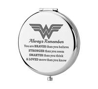 KEYCHIN Miroir de poche Superhero Wonder Diana Fans Cadeau You are Braver Stronger Smarter Than You Think Superhero Compact Miroir pour femme et fille