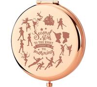KEYCHIN Peter & Wendy Miroir de poche Fée Clochette Cadeau pour les fans de Fée Clochette Deuxième étoile à droite et droite On'Til Morning Fée Clochette Miroir compact Fairy Pixie Merch (Second