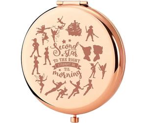KEYCHIN Peter & Wendy Miroir de poche Fée Clochette Cadeau pour les fans de Fée Clochette Deuxième étoile à droite et droite On'Til Morning Fée Clochette Miroir compact Fairy Pixie Merch (Second