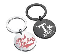 KEYCHIN Porte-clés musical pour fans de théâtre musical - Cadeau pour les amateurs de musique - Motif oiseaux et roses, T Birds & Pink Ladies K-s, Large, Moderne