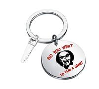 KEYCHIN Saw Horror Movie Keychain Jigsaw Killer Fans Gifts Do You Want To Play Games Jewelry For Horror Movie Lover, Play Games K-s, L