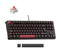 Keychron C3 Pro Clavier mécanique filaire - Disposition ISO UK, 87 touches TKL compact, montage d'étanchéité, QMK/VIA programmable, commutateurs rouges, rétroéclairage rouge, pour jeux Mac Windows