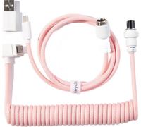 Keychron Coiled Aviator Cable - Câble spiralé pour clavier mécanique Rose clair - Coudé