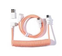 Keychron Coiled Aviator Cable - Câble spiralé pour clavier mécanique Rose Orange - Coudé