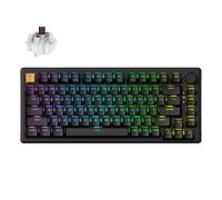 Keychron J2 Clavier mécanique sans fil, 2,4 GHz, Bluetooth QMK 75 %, disposition RVB avec bouton, interrupteur marron remplaçable à chaud, compatible avec Mac, Windows, Linux pour bureau de jeu - Noir